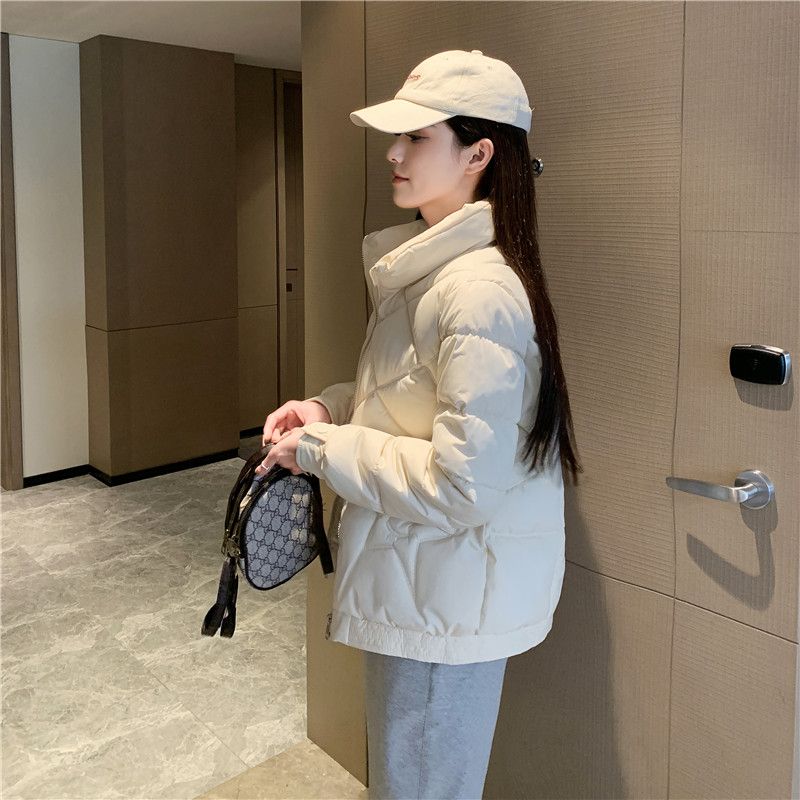 白鸭绒羽绒服短款女2023韩版宽松加厚保暖色时尚百搭洋气立