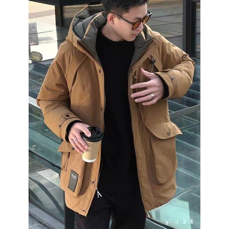 男款羽绒服大树家2023新款冬季羽绒服男中长款外套保暖白鸭绒工装