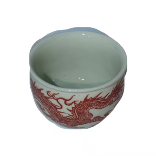 c67手工陶瓷主人杯手绘龙纹釉里红缠枝矾红