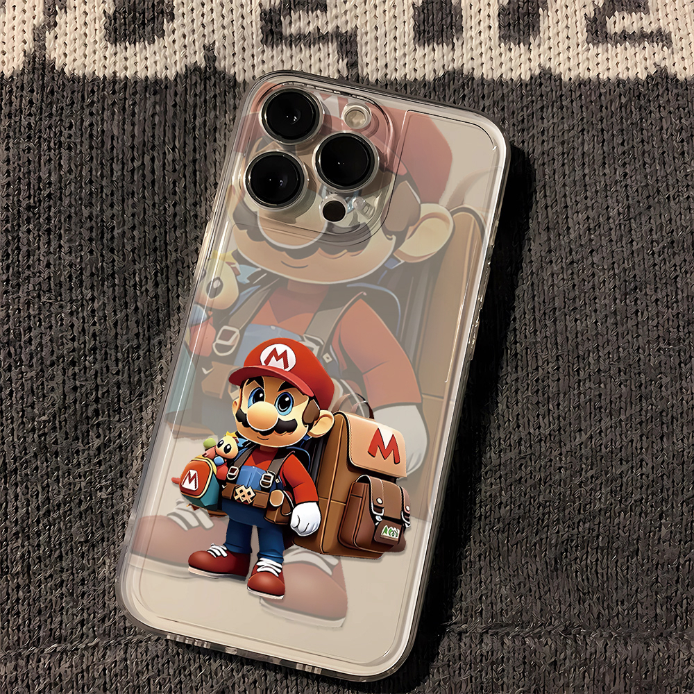背包马里奥苹果15手机壳iPhone14promax新7/8plus软壳13/12/11/xr