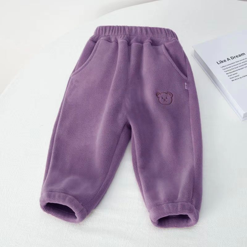 爱你宝贝儿童大屁屁休闲裤男女童奥利绒糯米长裤加绒裤暖暖裤冬季