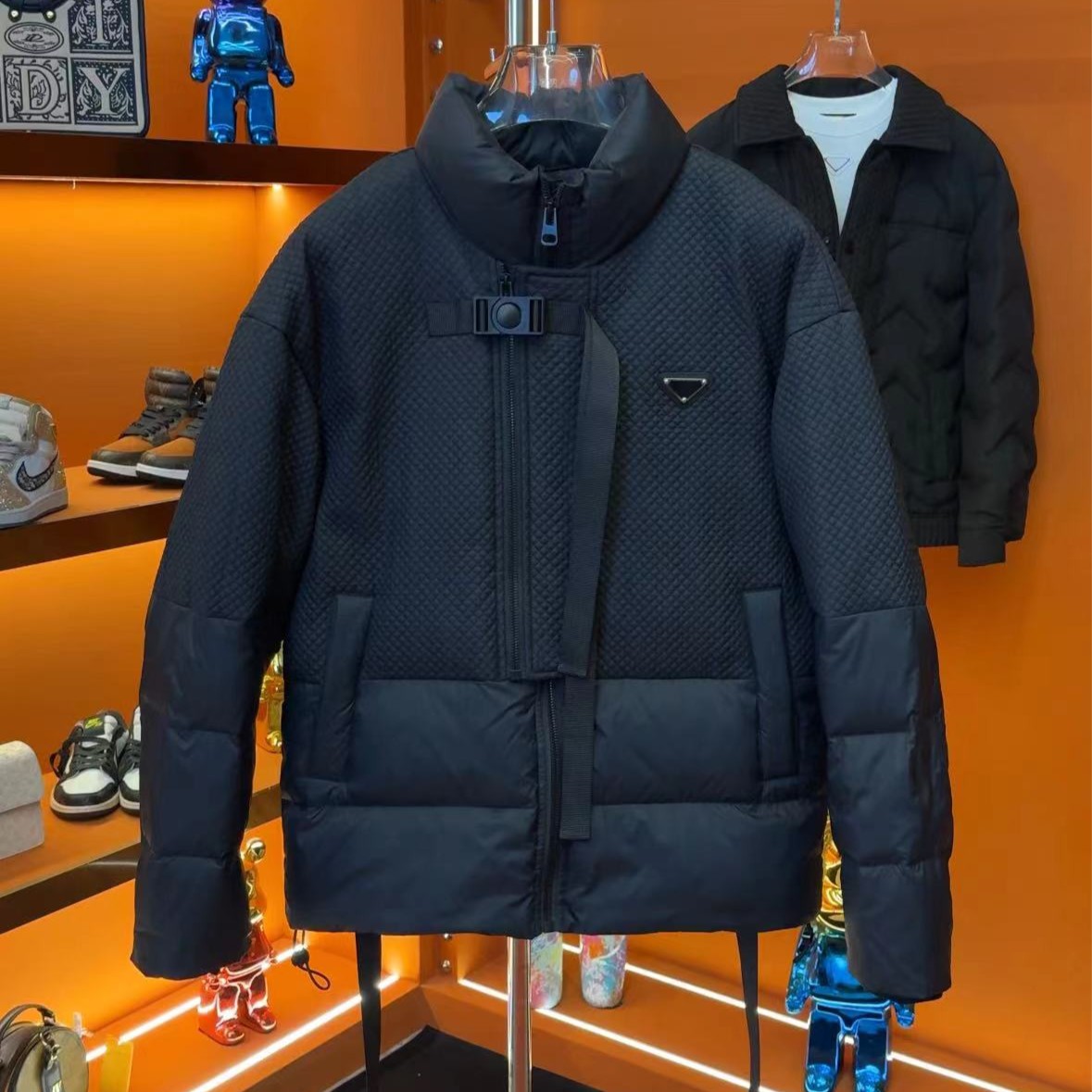 2312（HH）立领麦穗三角口袋休闲秋冬季潮流百搭设计师羽绒服男款