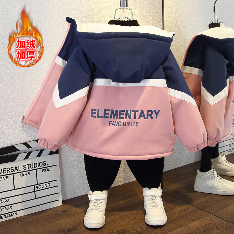 男童中大童棉服外套加绒款2023新款宝宝儿童加厚冬季洋气派克服
