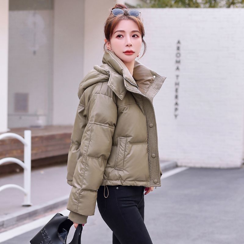 波司橙清廷心PU皮羽绒服女2023年冬季新款小个子免洗羽绒加厚保暖