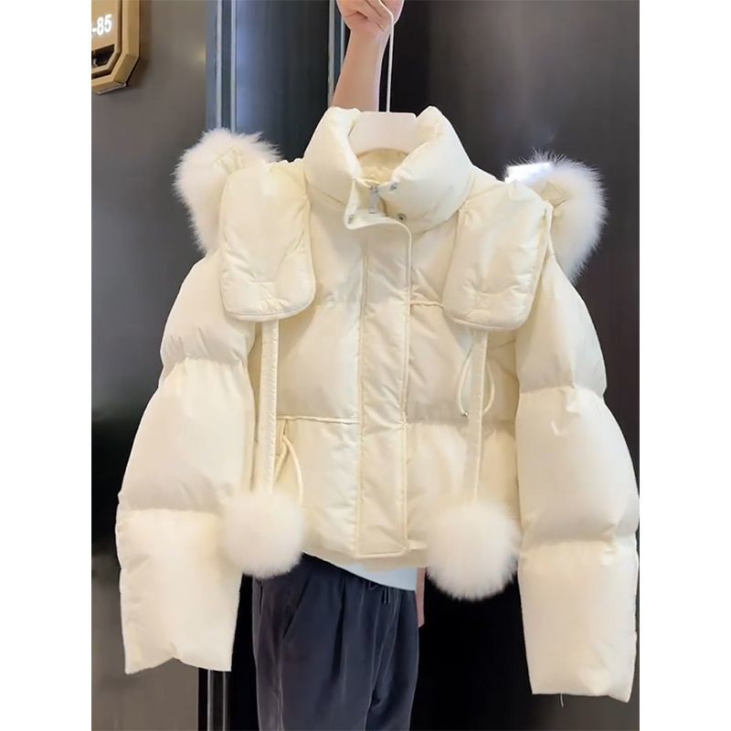 波司橙今年流行冬季小香风韩系短款羽绒服小个子加厚毛领连帽外套