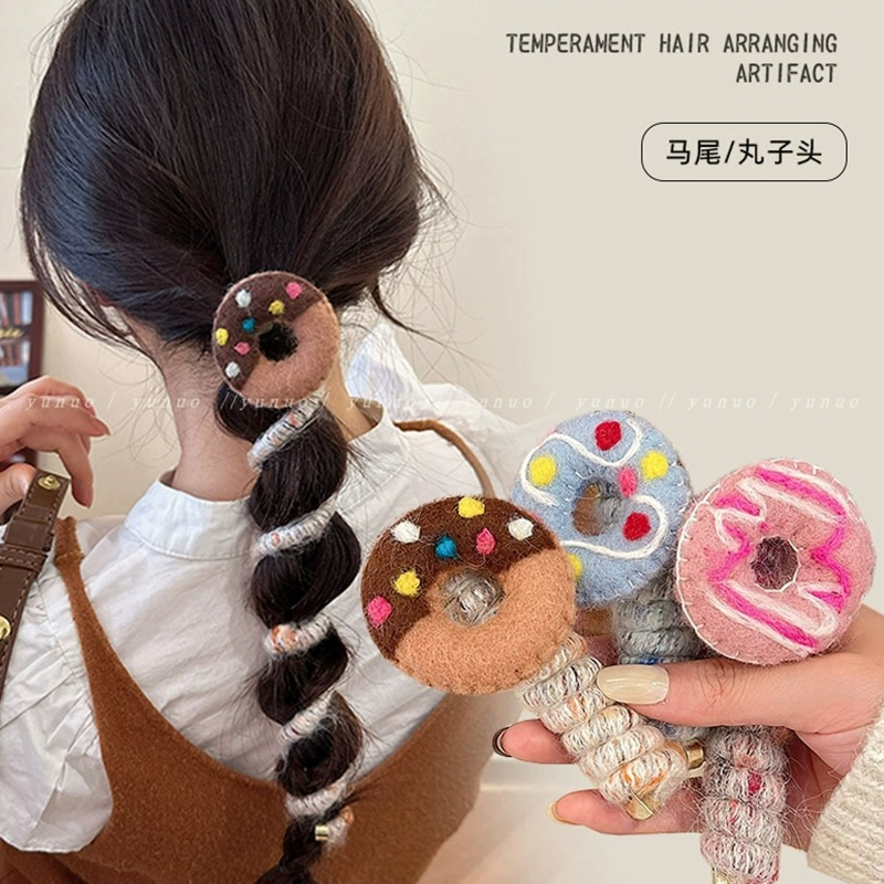 甜甜圈~秋冬马尾编发神器头绳女高弹力耐用电话线发圈皮筋扎头发