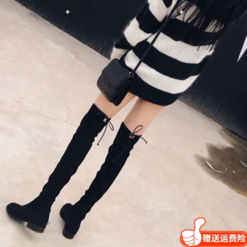 红蜻蜓牌过膝长靴女2023新款显瘦弹力靴中高跟长筒靴长筒靴子女靴