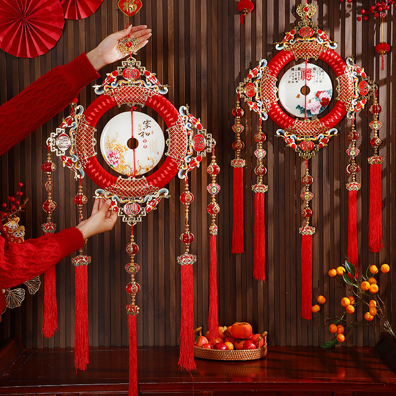 仿玉中国结2024挂饰平安扣客厅高档大号入户门玄关福字家和挂件春