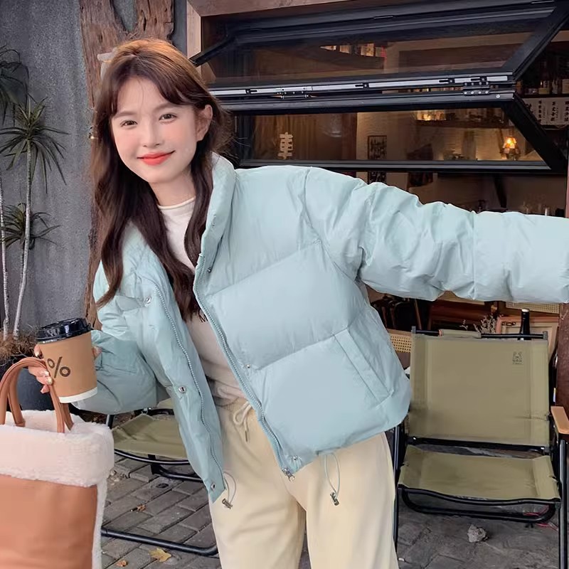 高腰短款羽绒服女冬小个子2023新款爆款炸街小款面包服白鸭绒外套