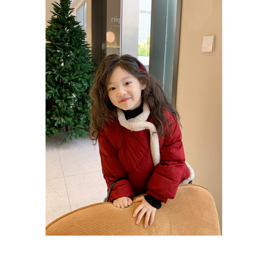 2023新款兔毛包边棉服男女童装洋气外套中小童韩版棉衣洋气百搭