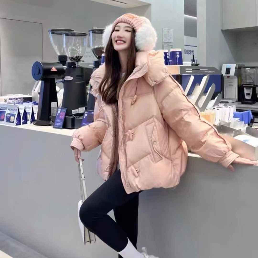 短款冬季新款2024加厚韩版宽松羽绒服面包圣诞战袍新年战袍美拉德