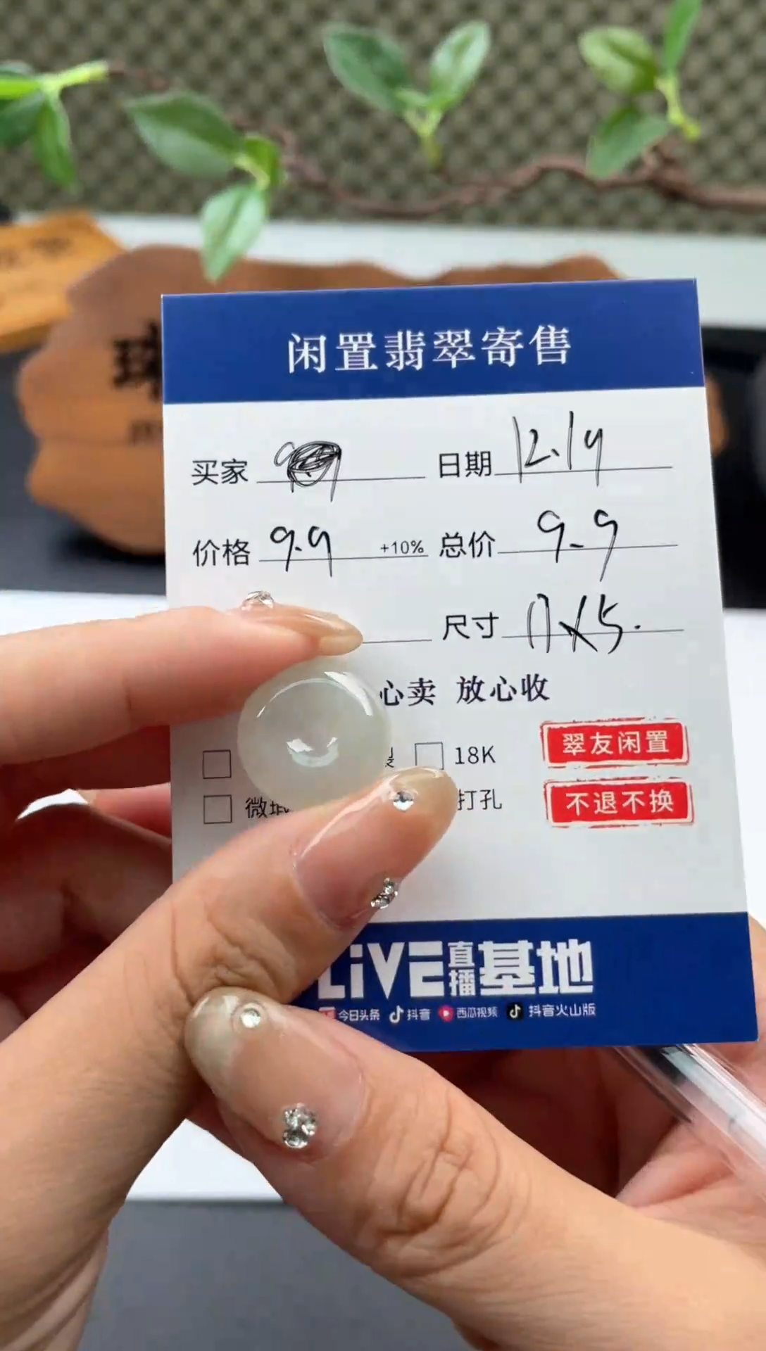 【闪购商品】定制翡翠未镶嵌69 吊坠 平安扣