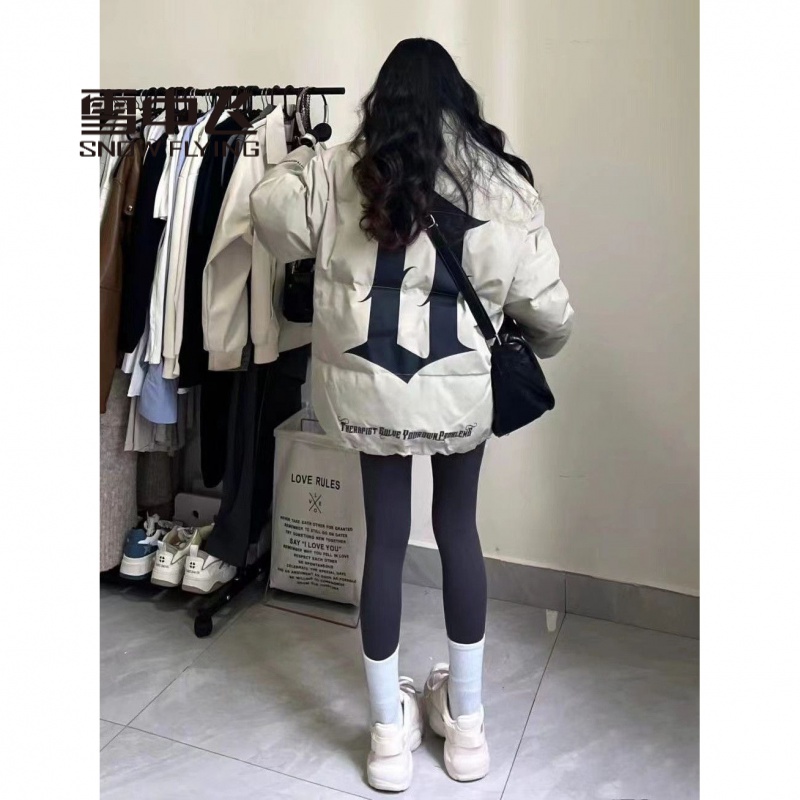 雪中飞羽绒服美式羽服女冬季2023新款宽松百搭立领加厚衣袄外套in