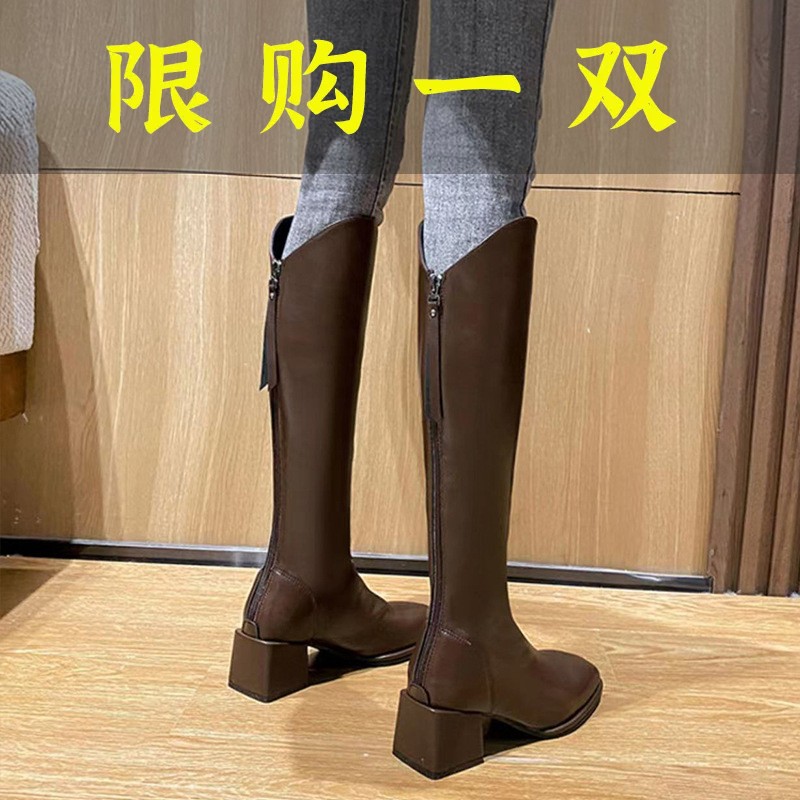 红蜻蜓牌骑士靴子高筒靴子女秋冬2023新款欧货小个子长筒靴瘦瘦
