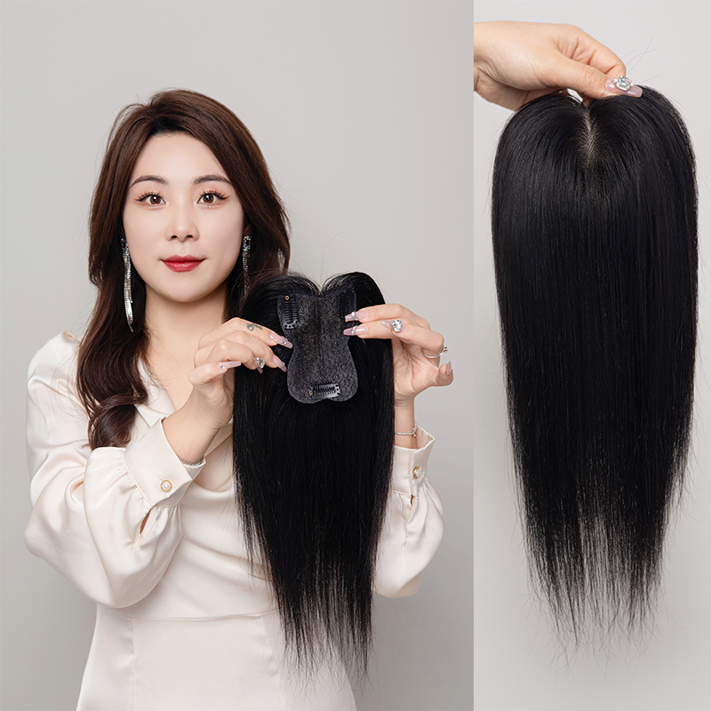 【高颅顶补发片】仿真头皮真人发丝女士补发片修颜减龄遮盖头顶白发