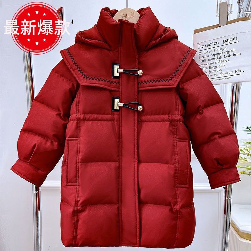 朵美巴拉巴拉宝宝爆款女童棉衣2023冬季新款爆款中长款休闲棉袄小