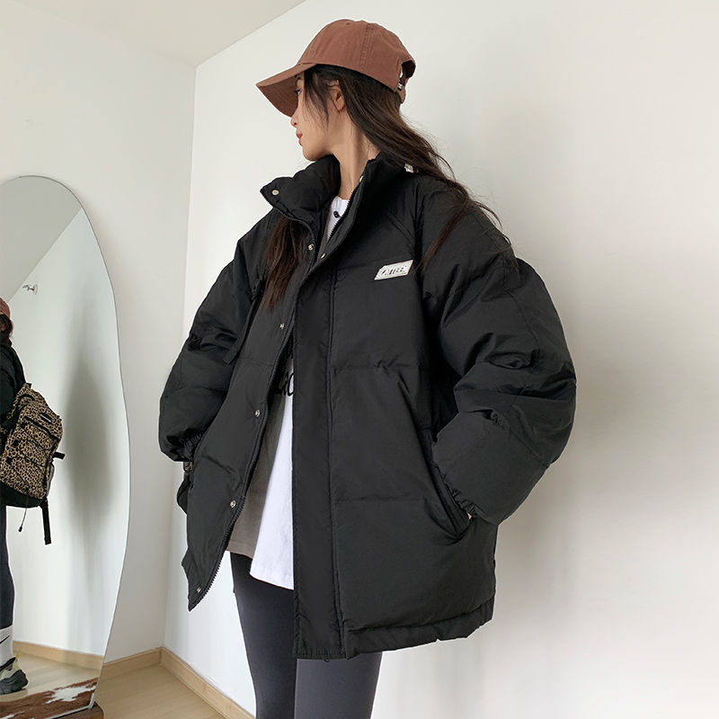 波登司羽绒服白鸭绒新款爆款黑色立领羽绒外套女士女款袄季加厚韩