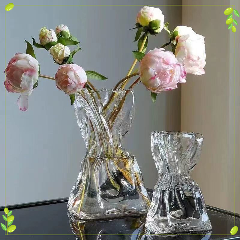 高级感桌面透明玻璃花瓶简约创意不规则民宿客厅插花水养装饰摆件