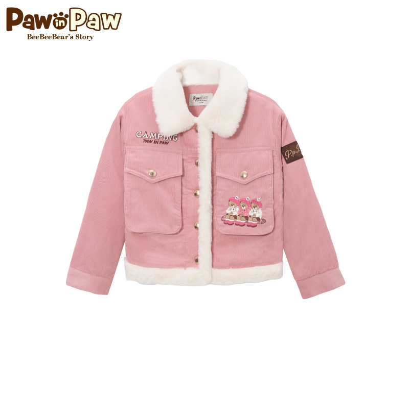 PawinPaw卡通小熊童装2022年冬新款女童棉服外套加绒PCJPC4V41M