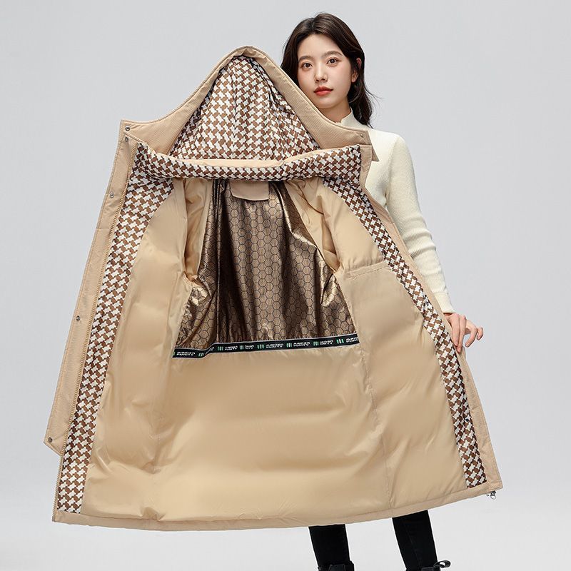 黑金羽绒服女冬季中长款专柜厚时尚石墨烯加厚白鸭绒防寒外套