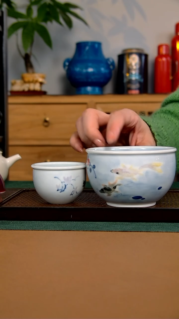 【闪购商品】瓷杯釉下五彩1大缸杯1小缸杯