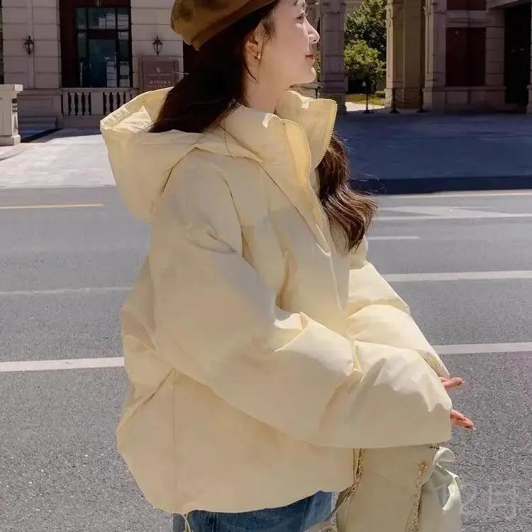 艾莱依20223新款羽绒羽绒服女慵懒风ins短款学生韩版连帽宽松加