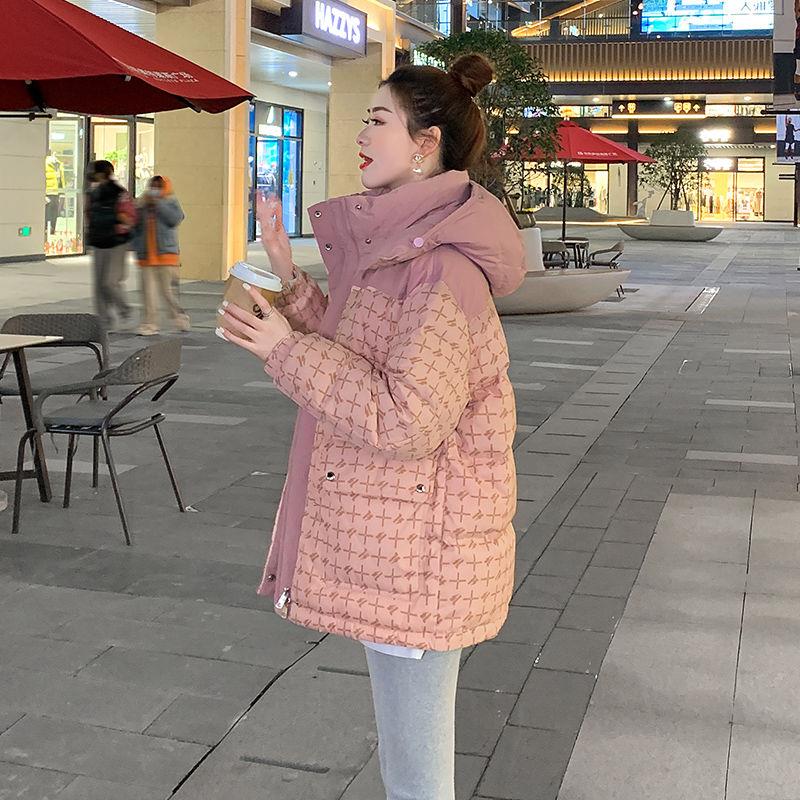 艾莱依小香风粉色羽绒羽绒服女短款2023年冬季新款小个子加厚