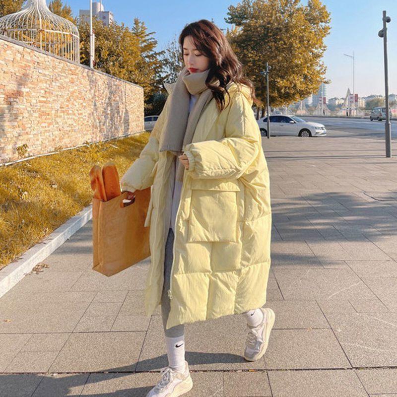 艾莱依羽绒羽绒服女中长款2023年冬季新款韩版过膝面包服棉衣加厚