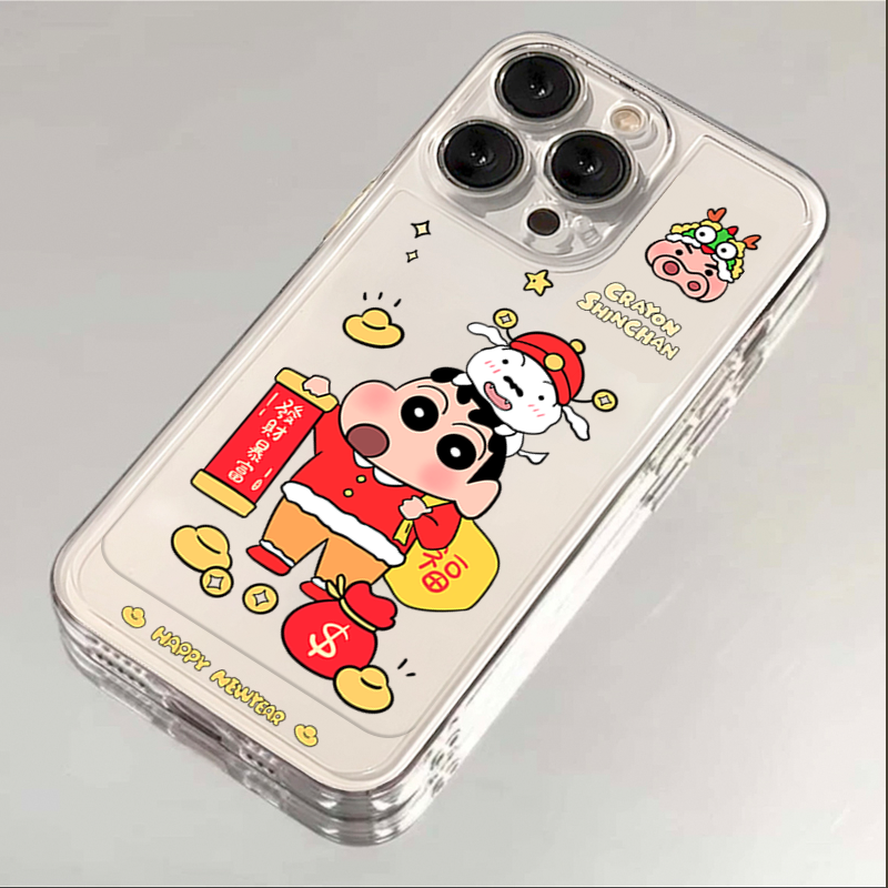 送福蜡笔小新iphone15苹果手机壳14promax硅胶13pro透明12创意11