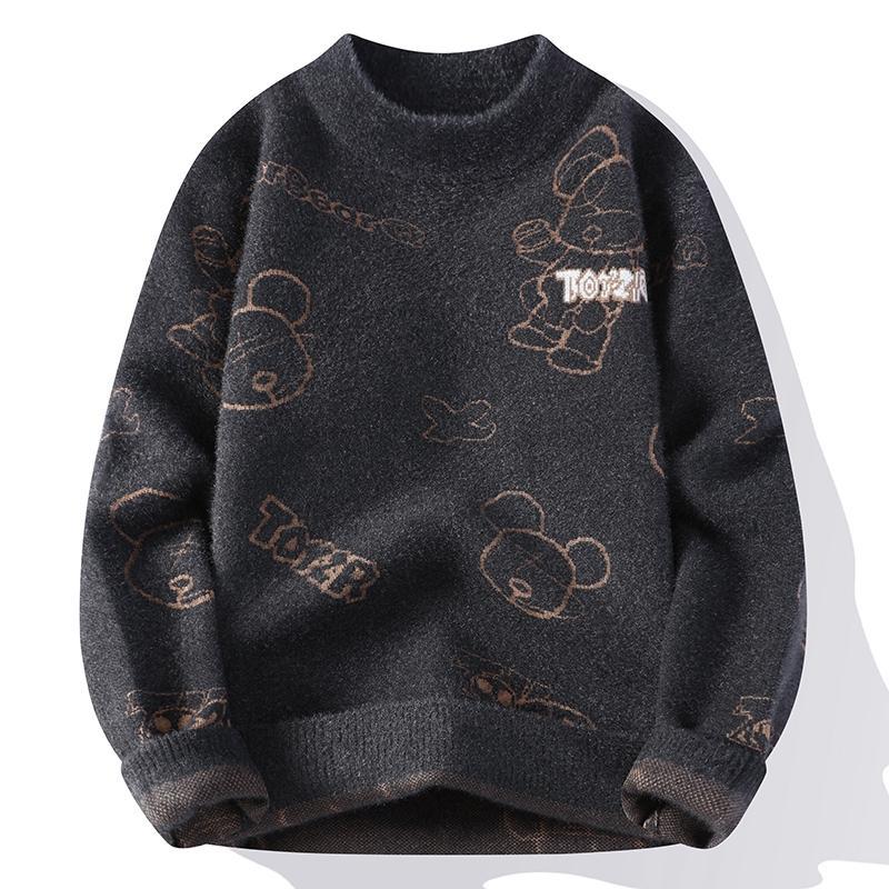 冬季青少年加厚毛衣洋气时尚针织衫潮流保暖