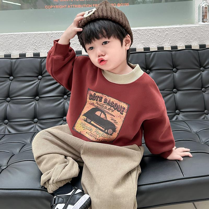男童秋冬卫衣加绒套装23新款痞帅小童装3岁男宝冬装2儿童衣服洋派