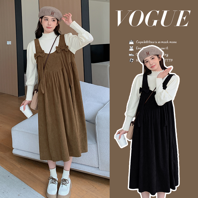 【小清家】孕妇秋冬装高级感洋气打底上衣韩版背心减龄连衣裙两件套