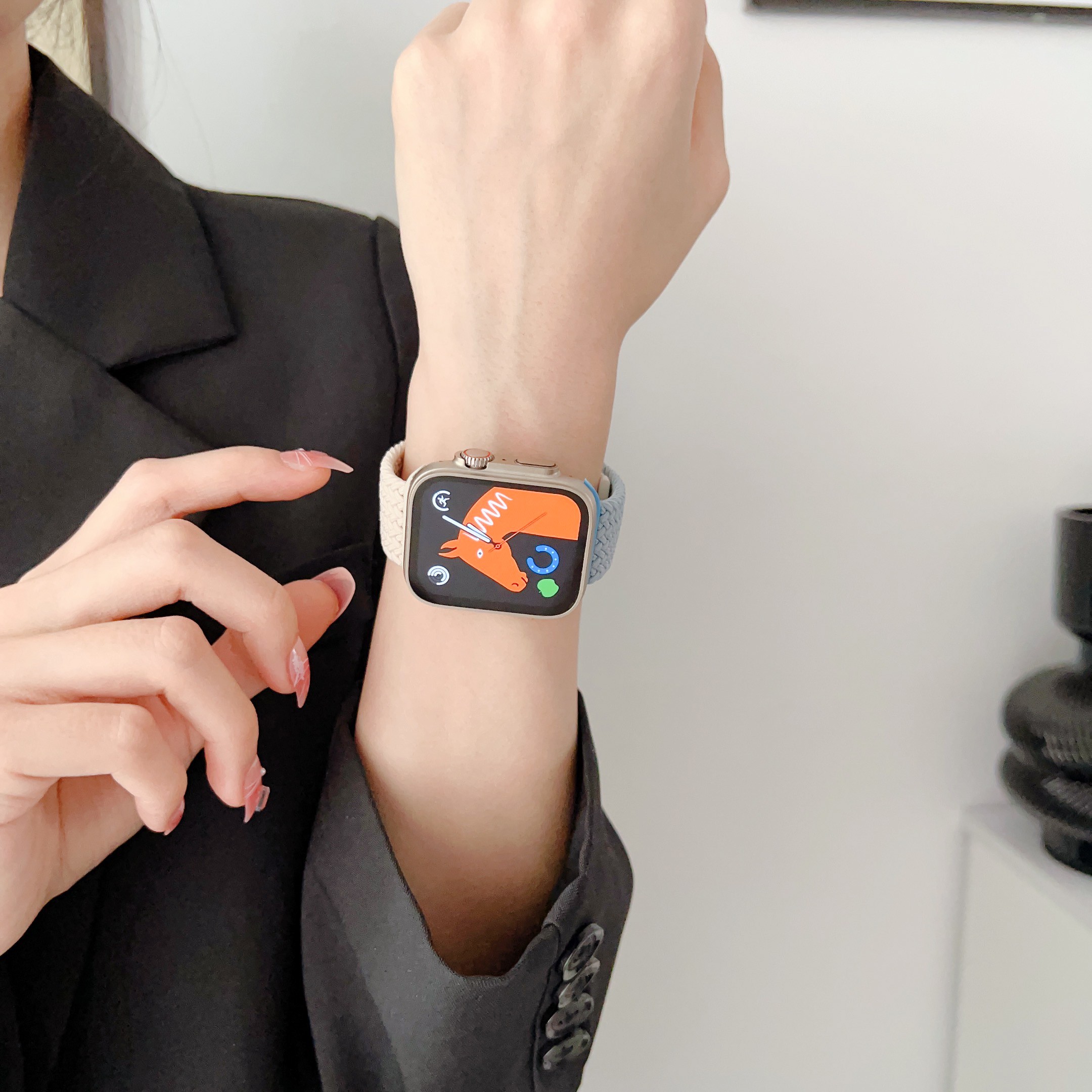 适用iwatch8表带apple watch7代苹果手表se2/3/4/5/6编织拼色新款