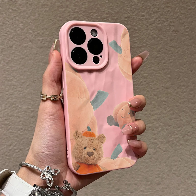 褶皱款南瓜熊适用苹果15手机壳iphone15promax防摔12/14/13/x