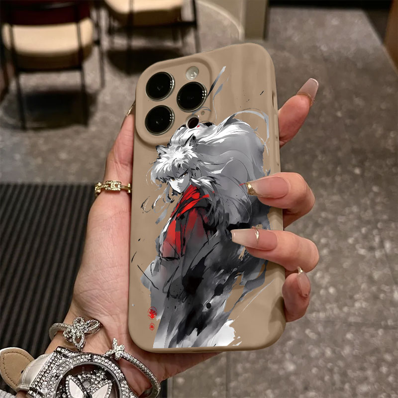 褶皱款犬夜叉适用苹果15手机壳iphone15promax防摔12/14/13/x