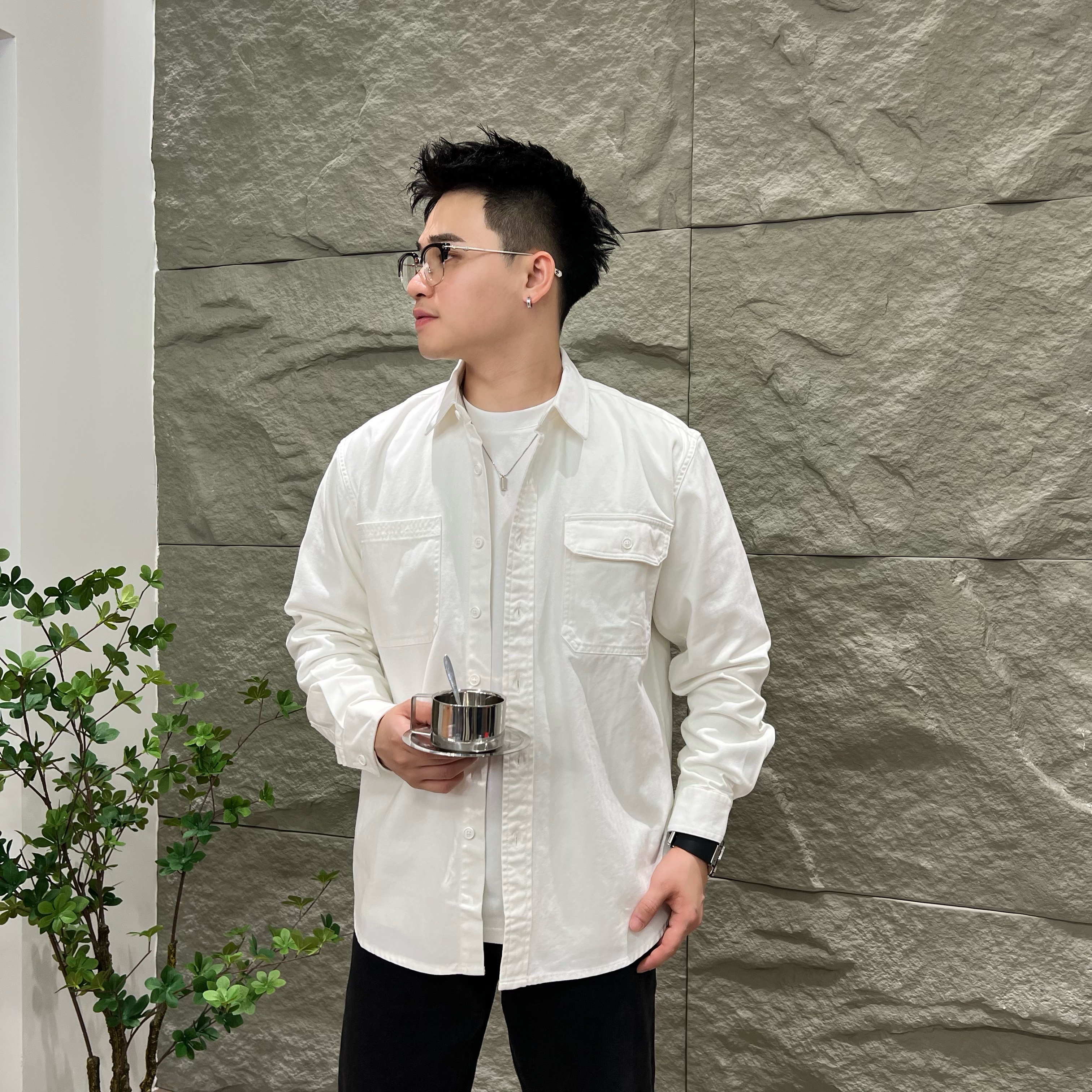 【断码清仓】透气简约百搭时尚免烫外套纯棉工装长袖衣衬衫#8046