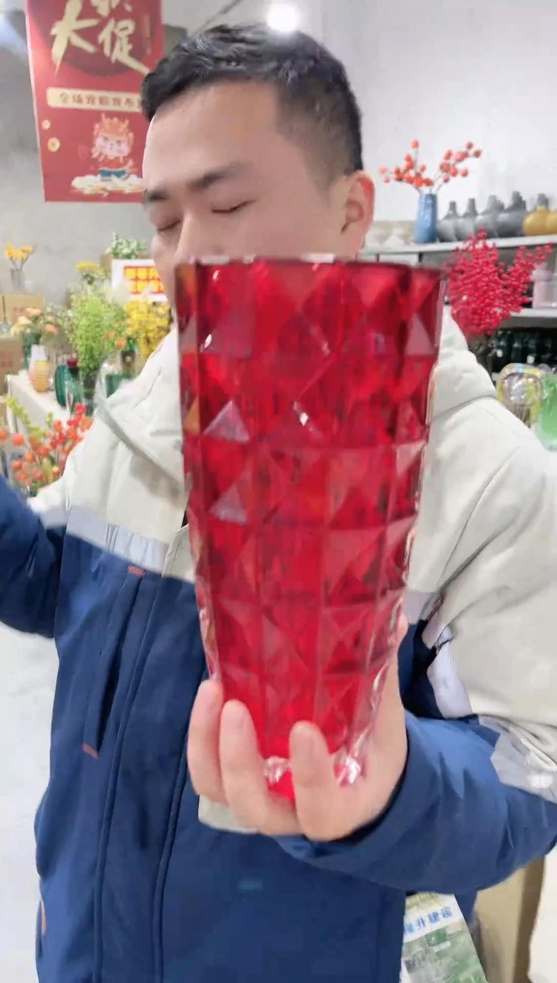 【闪购商品】红色钻石水晶杰克花瓶