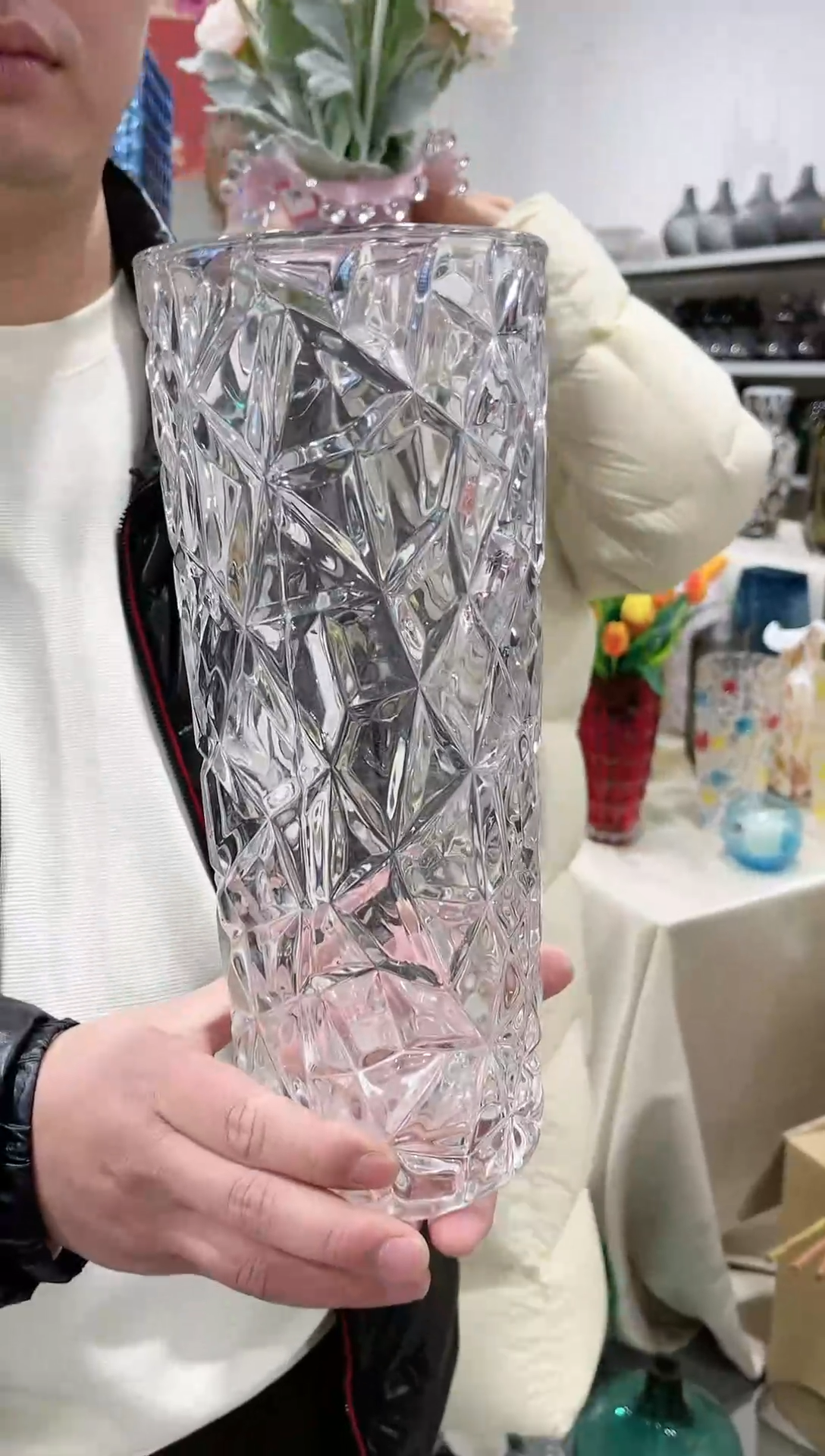【闪购商品】透明水晶直筒花瓶