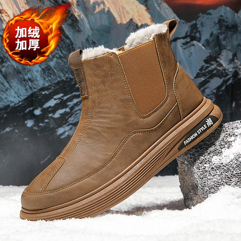 回力新高帮东北棉鞋男冬季加绒保暖皮毛一体雪地靴防滑男士防寒鞋