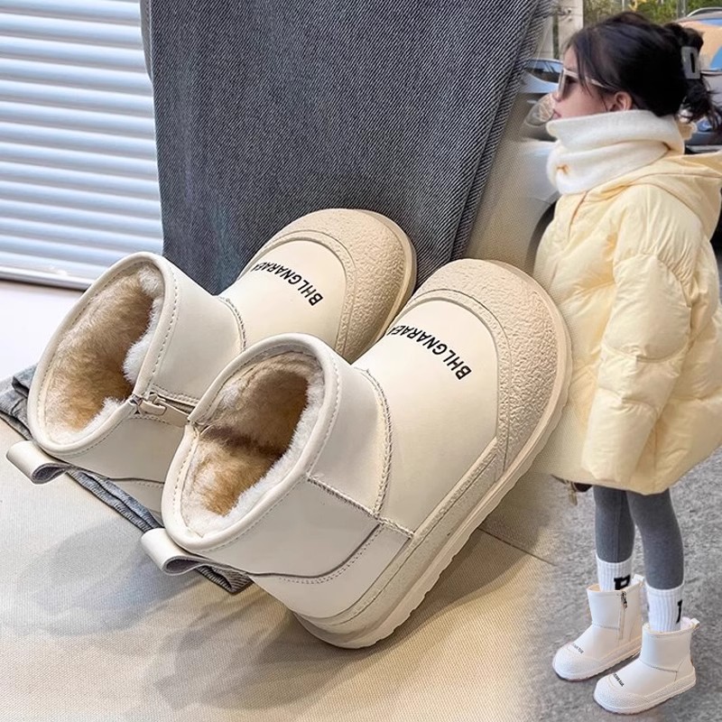 回力瑞女童雪地靴2023新款冬季加绒皮毛一体儿童棉鞋女宝短靴鞋子