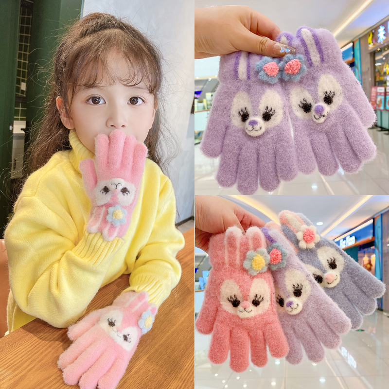 儿童手套冬季可爱星黛露五指骑行保暖防冻女童宝宝全指分指小女孩