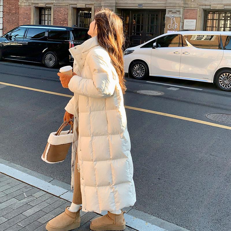 时尚宽松米白色立领棉服女冬季2023新款韩版温柔风长款超好看