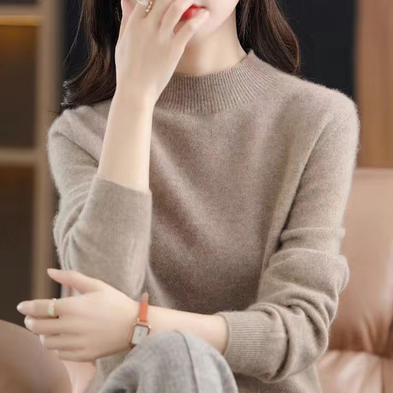 孕妇鄂尔多斯市毛衫秋冬新款半高领宽松长袖套头内搭毛衣女针织打