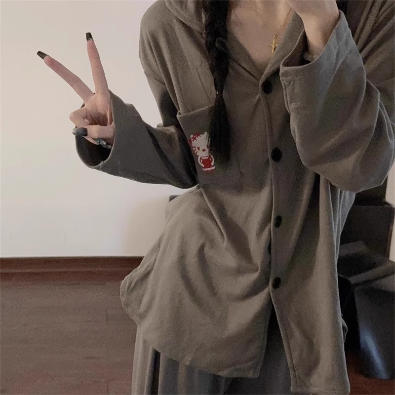 德绒kt猫新款睡衣女网红ins秋冬季保暖家居服长袖宽松学生韩版