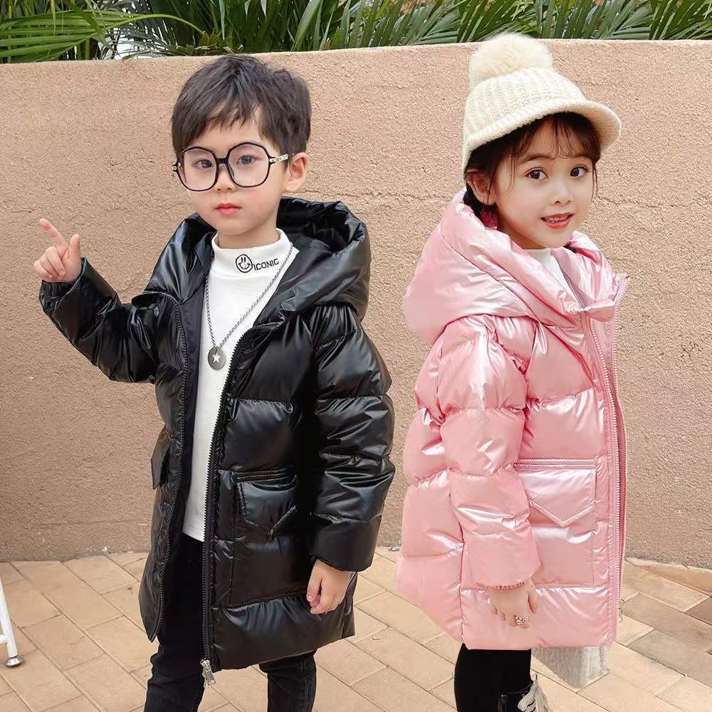 儿童羽绒羽绒服男童女童中长款2023新款洋气免洗中大童小孩冬装外