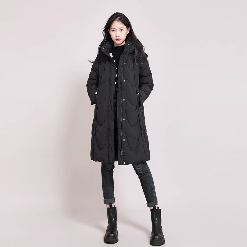 谷七七小个子过膝羽绒服女冬季新款韩版设计感气质保暖面包服外套