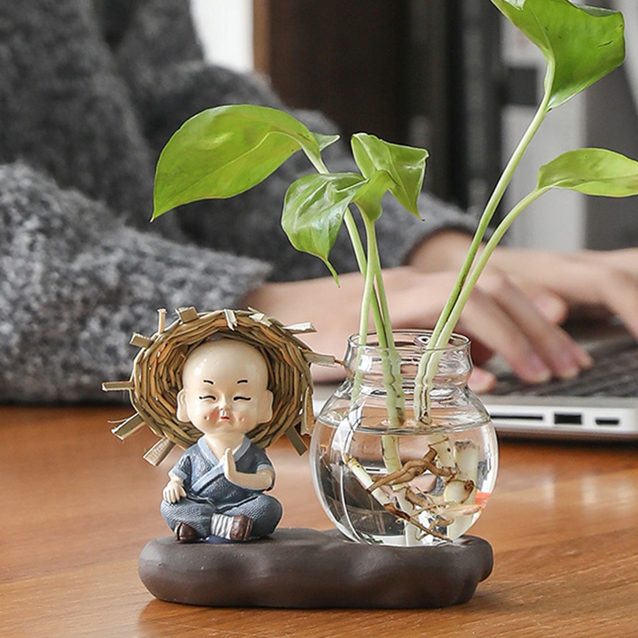 【福利包邮】绿萝水培花盆花瓶透明玻璃插花创意水植物花器客厅装