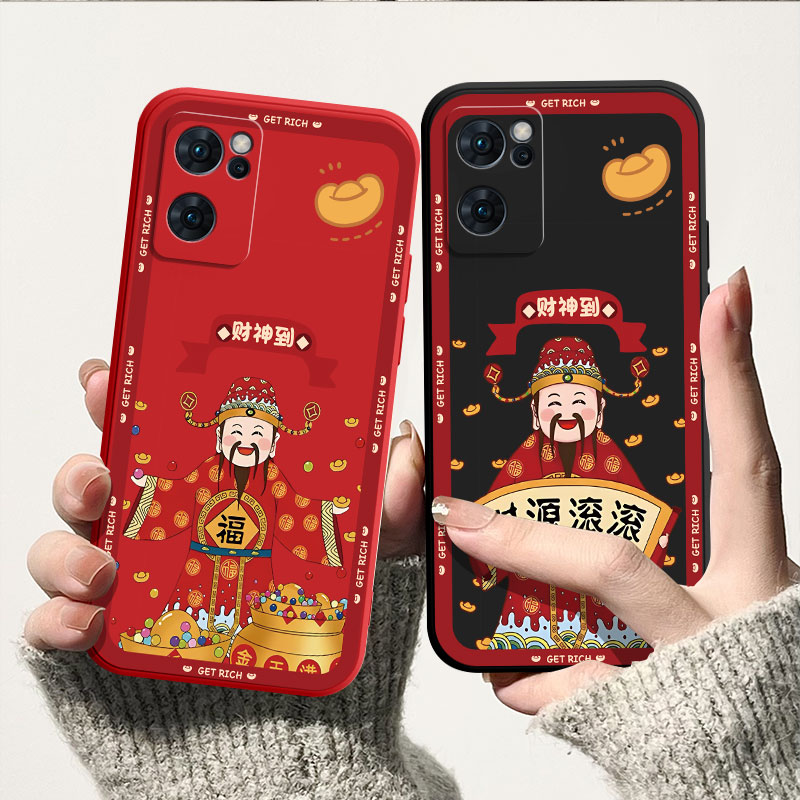 财神到新年OPPOReno7手机壳reno7se液态硅胶reno7pro保护套PFDM00