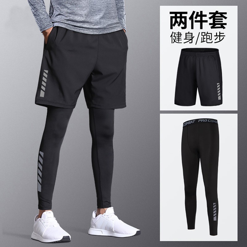 安踏神行紧身裤男速干秋冬高弹健身房短裤运动套装跑步服篮球压缩