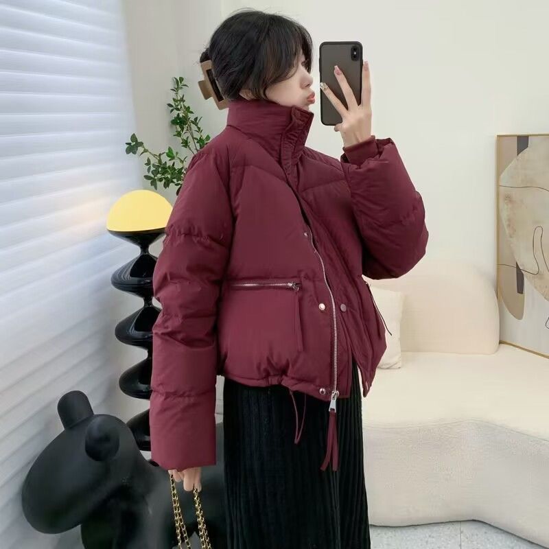 波登司2023白鸭绒羽绒服女短款冬季新款加厚大码女韩版宽松外套潮